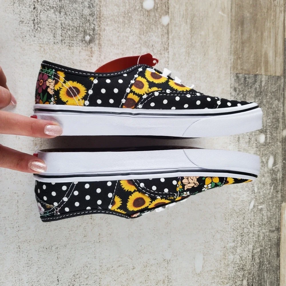 Vans Authentic Kids Shoes Sz 3 Athletic Sunflower Black Yellow Lace Up Sneakers